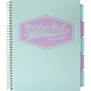 Piezīmju grāmata Pukka Project Book Pastel A4 100 lapu rūtiņa jūras krāsa (3 gab.)