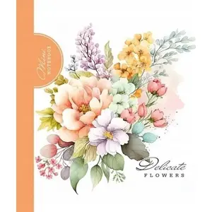 Notebook TEKA 100x100 mm 48 sheets squared - Decorative orange bouquet