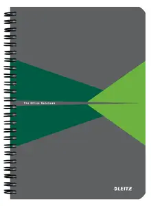Notebook LEITZ Office A5 squared, wirebound, hardcover, 90 sheets, 80 g/m², green/grey