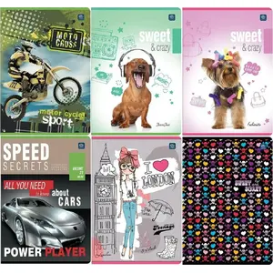 Notebook A5 16-page colored grid with UV coating, INTERDRUK (20 pcs)