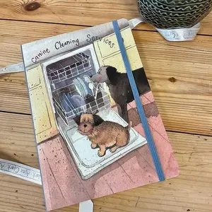Notebook with Elastic Band A5 TEKA LCN15 — illustrated cover 'Dogs by the Dishwasher'