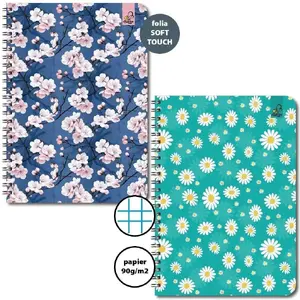 Exercise Book A5 Bee-bee 50 sheets squared 90 g/m² floral pack of 6