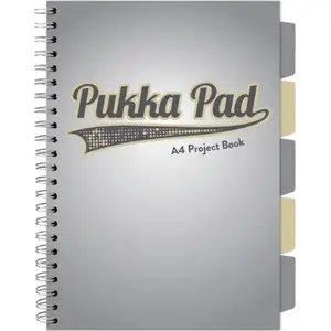 Notebook Pukka Project Book Grey A4, 100 sheets, squared grid, pack of 3