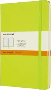 Notebook Moleskine Classic L (13x21 cm) — hard cover, lined, 240 pages, lemon green