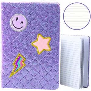 Notebook (lined) Lean B6 — purple, glitter patches, 80 sheets