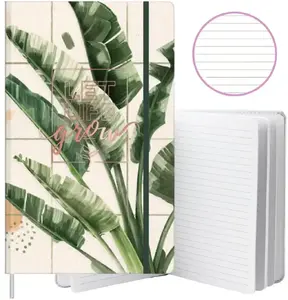 Notebook / Planner Lean A5 lined, 80 sheets, banana leaf cover, elastic band