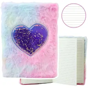 Notebook Lean A5 lined plush cover with heart and confetti, 80 sheets