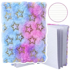 Notebook Lean A5 lined plush cover with gold stars, pastel, 80 sheets (MPN 21655)