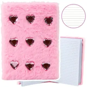 Notebook Lean A5 lined 80 pages pink crystal hearts plush cover (MPN 21645)