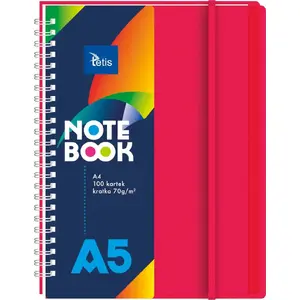 Notebook A5 TEKA 100 sheets squared red, PP cover