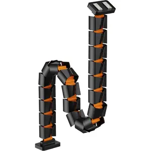 Kabeļu organizators Powerton WPECM5B ar magnētisku stiprinājumu (kakls), 1285 mm, melni-oranžs