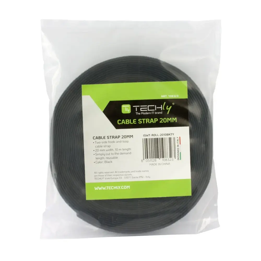 Velcro kabeļu lenta TECHLY ISWT-ROLL-2010BKTY 10m×20mm Photo 2