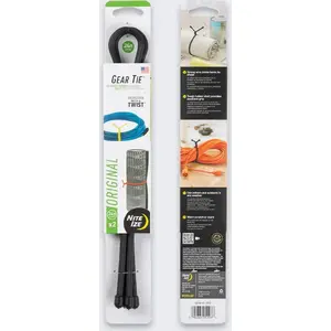 Kabeļu organizators NITEIZE Gear Tie 6 (2 gab.) melns — elastīga atkārtoti lietojama siksniņa 6 collu
