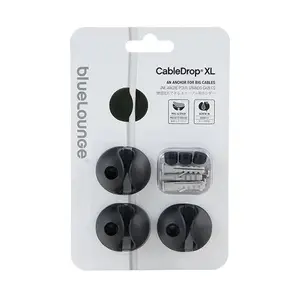Drošības stiprinājums BlueLounge CableDrop XL, melns, 3 gab. iep.