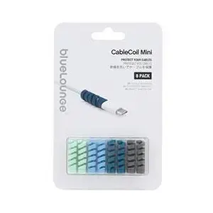 Kabeļu organizators BlueLounge CableCoil Mini, zils, platums 34.9 mm, iepakojumā 8 gab.