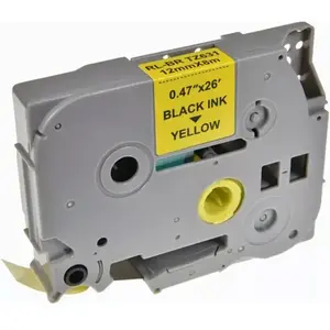 Heat-shrink tube label HSe-631 12 mm x 1.5 m black on yellow, compatible replacement