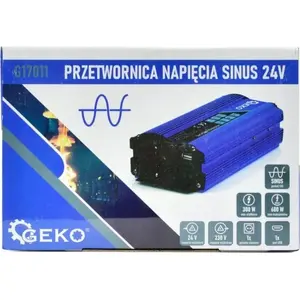 Преобразователь напряжения GEKO G17011, синусный 24В DC → 230В AC, 300 Вт непрерывно / 600 Вт пик