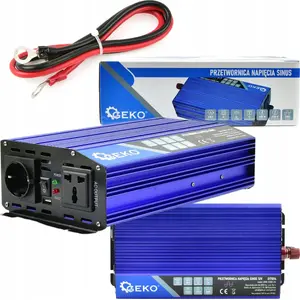 Инвертор GEKO G17014 12V в 230V синусный 1000W непр., 2000W пик, 4 выхода