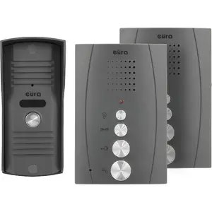 Домофон Eura ADP-51A3 DIFESA — для частного дома, графитовый, 2 вызывных панели