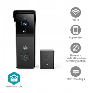 Video wideodomofon Nedis SmartLife WIFICDP21BK — 3MP Full HD 1296p, battery-powered