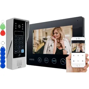 Видеодомофон Eura VDP-90A3 DELTA+ — 7" экран, Full HD, Wi‑Fi, 2 входа, клавиатура, считыватель, AHD, Tuya