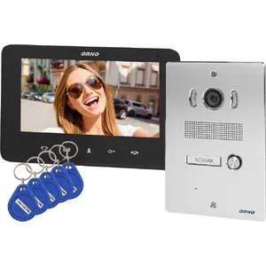 Video door phone set ORNO INDI P OR-VID-VP-1070/B 7" LCD, hands-free, proximity key fob reader, flush-mount, intercom