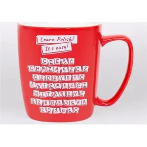 Ceramic mug Nadwyraz.com model 505160, red, 'Learn Polish! It's easy' print