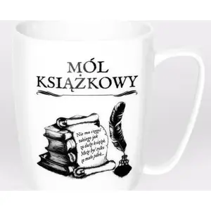 Ceramic mug Nadwyraz.com model 494124 white — Bookworm design