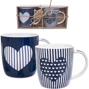 Porcelain cups set ORION 2 pcs 390 ml with handle — coffee and tea mug