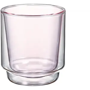 Glass for matcha with double walls HARIO 370 ml — pink