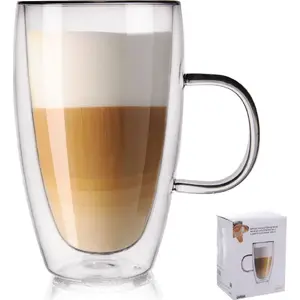Double-wall thermal glass for coffee ORION 0.43 L, heat-insulating drinking glass