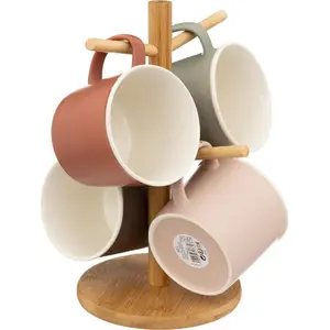 Set of 4 Secret de Gourmet Nature cups 380 ml with stand — porcelain/ceramic