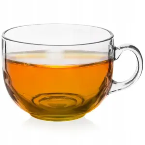 Glass mug ORION 650 ml – for coffee and tea, tempered glass drinking cup