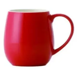 Mug Origami Aroma Barrel 320 ml — ceramic travel cup with lid, red