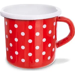 Enamel Mug ORION 0.4 L retro red with white polka dots