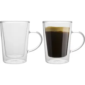 Thermal Glass Mug set Botti SZKLANKA TERMICZNA 340 ml Malachite, 2 pieces with handle