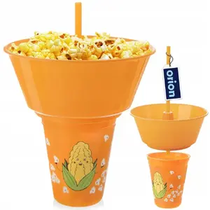 Snack cup with popcorn bowl Kamille 500 ml, orange