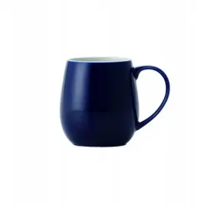 Origami Aroma Barrel Mug Navy 320 ml - Ceramic Travel Coffee Cup with Spill-Resistant Lid