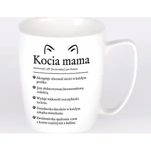 Ceramic mug Nadwyraz.com Kocia mama model 505157, white, 1-piece