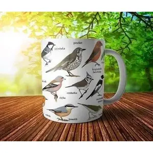 Mug Soliton Kubek - Ptaki w lesie (leśne) by Soliton, ceramic drinking mug, pattern 'Ptaki w lesie'
