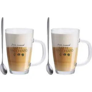 Excellent Houseware Latte Macchiato two-cup set with teaspoons, model YE7100310