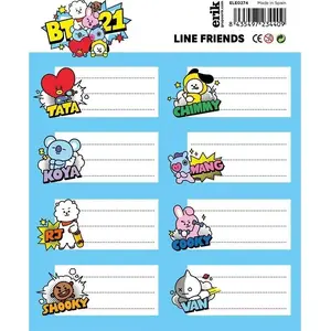 Sticker set BT21 by Line Friends — 16 decorative stickers for notebooks and books