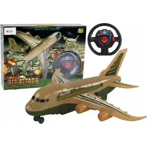 RC Military Plane LEANToys Samolot R/C 17272 — camo, pilot figure, lights
