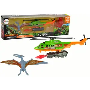 Игровой набор вертолёт LEANToys Zestaw Zielony Helikopter Transport Dinozaura Dino Park модель 15941