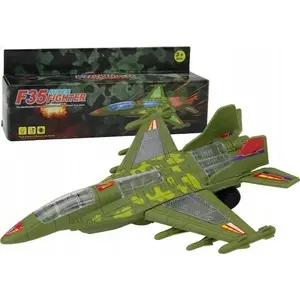 Toy Military Fighter Jet LEANToys F35 remote-style moving plane with lights and sounds, green