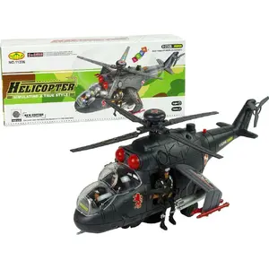 Toy Helicopter LEANToys 10037-uniw — black, lights, sound, rotating blades
