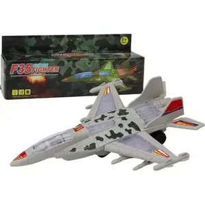 Toy Military Fighter Jet LEANToys F35 remote-control riding model with lights and sounds, grey