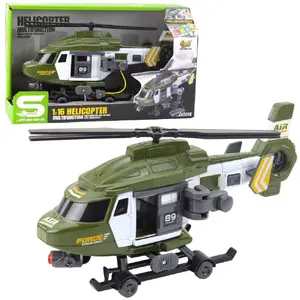 Toy Military Helicopter LEANToys 1:16 scale khaki with hook, stretcher, lights and sounds