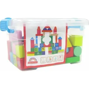Wooden Colored Building Blocks Set TUPIKO small container 53 pieces TUPI0374