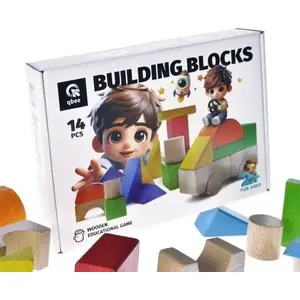 Wooden Building Blocks set, small foot, 14 pieces